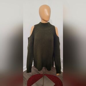 Choles Acrylic Hunter Green Off Shoulder Mock Neck Sweater L